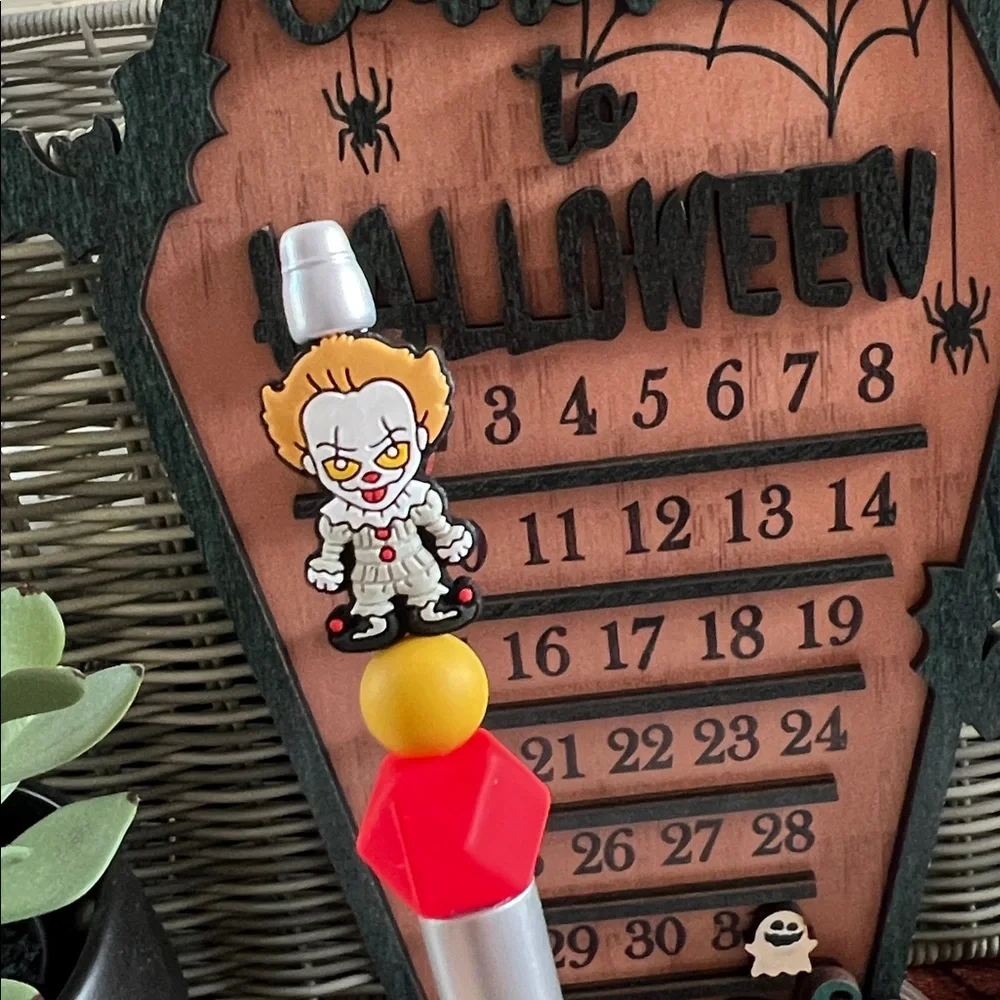 Silver Pen with Pennywise and Red and Yellow Beads